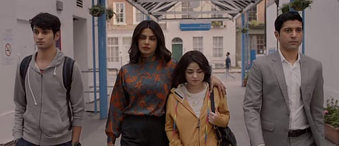 Rohit Saraf, Priyanka Chopra, Zaira Wasim and Farhan Akhtar in 'The Sky is Pink'. (YouTube grab)