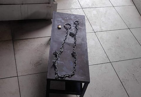 The chain used to lock up the madarsa student. (Photo | EPS)