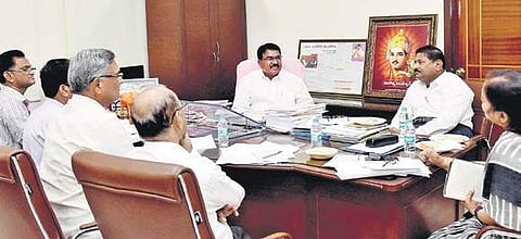 Agriculture Minister Singireddy Niranjan Reddy during a meeting with the officials on Saturday. Image used for representational purposes. (Photo | EPS)