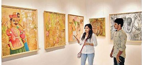 Visitors at the Veterans’ Vision exhibition   Meghana Sastry