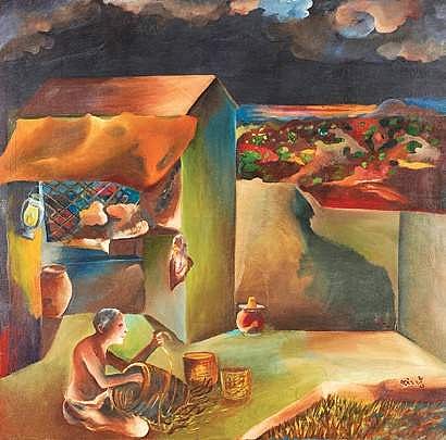 Lot 41 – Bhupen Khakhar, Tradesman (1986) | ( Photo | Saffronart )