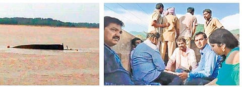 The sunken Royal Vashista in the river Godavari near Kachuluru. Some of the survivors of boat tragedy being taken to Rajahmundry | Express