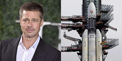 Hollywood actor Brad Pitt and Chandrayaan 2 (Photo | AP and ISRO)