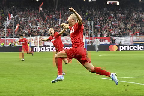 FC Red Bull Salzburg Erling Braut Haland celebrates after scoring against KRC Genk. (Photo | AP)