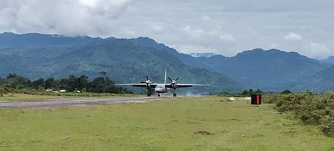 transport aircraft of Air Force lands at Vijaypur ALG in Arunachal Pradesh. (Photo | IAF)