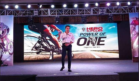Director of Firefox Cycles Limited (a Hero Cycles division) and Hexi Aditya Munjal. (Photo | @Hero_Cycles, Twitter)