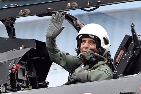 01- The spectators at the LCA division of Hindustan Aeronautics Ltd were spellbound on a cloudy September morning when Union Defence Minister along with Air Vice Marshal Narmadeshwar Tiwari sortied in the indigenously-built Tejas Light Combat Aircraft (LC