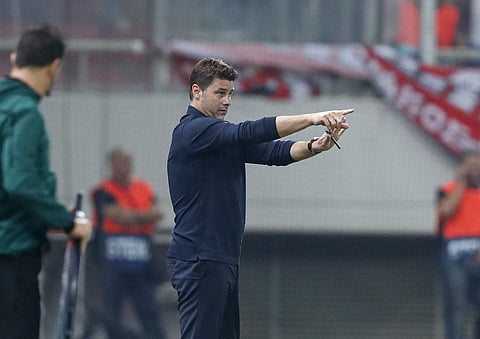 Tottenham's manager Mauricio Pochettino gestures during the Champions League group B soccer match between Olympiakos and Tottenham. (Photo | AP)