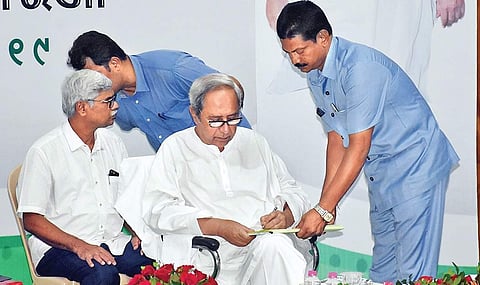 CM Naveen Patnaik during the BJD extended working committee meeting. (Photo | EPS)