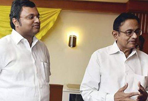 Congress leader P Chidambaram and his son Karti. | (Image | Facebook)