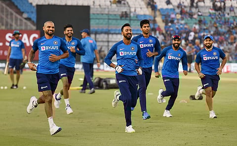 Indian players during a practice session. (Photo | PTI)