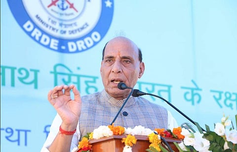 Defence Minister Rajnath Singh at the DRDE event in Gwalior (Photo | Twitter @rajnathsingh)