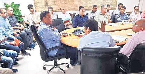 Delhi minister Satyendar Jain during a meeting with representatives of Durga Puja committees from various parts of the city. | ( Photo | EPS )