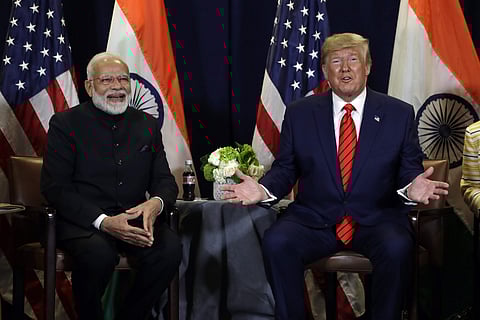 PM Narendra Modi with Donald Trump. (Photo | AP)