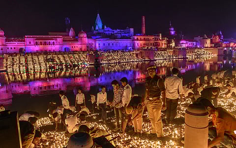 Last year on Diwali, 3,01,152 diyas were illuminated, which entered the Guinness World Records. (File photo | PTI)