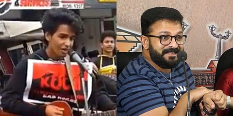 Screengrab of the boys who performed live on Kochi streets to drive people's attention towards the deplorable state of city roads (L) and Mollywood actor Jayasurya