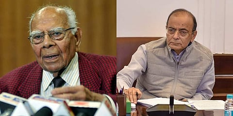 Senior SC lawyer Ram Jethmalani (L) and former Union minister Arun Jaitley. (Photos | PTI)