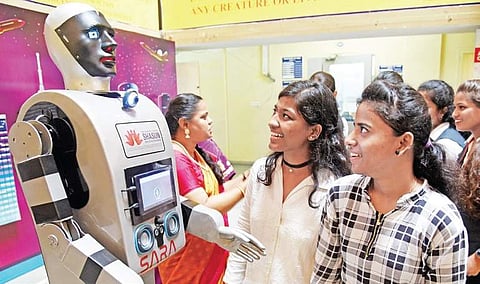 SARA, or Shasun Adaptive Robotic Assistance, is a life-sized humanoid robot built by the students of Shri Shankarlal Shasun Jain College for Women in Chennai (File Photo |EPS)