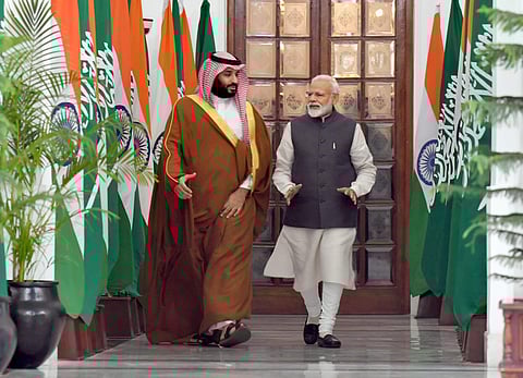 Prime Minister Narendra Modi with the Crown Prince of Saudi Arabia Prince Mohammed Bin Salman Bin Abdulaziz Al-Saud earlier this year. (File photo | PTI)