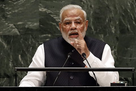 PM Narendra Modi speaks at UNGA. (Photo | AP)