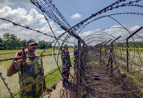 The Indian side of the international border passes through West Bengal (2,216 km), Assam (263 km), Meghalaya (443 km), Tripura (856 km) and Mizoram (318 km). (Photo | PTI)