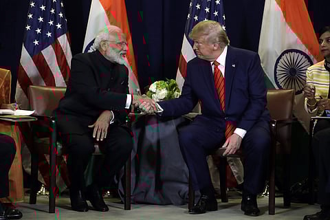 PM Narendra Modi with Donald Trump. (Photo | AP)