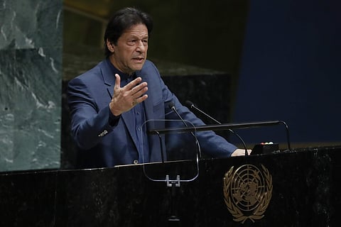 Pakistan PM Imran Khan speaks at UNGA. (Photo | AP)