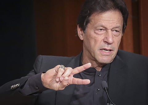 Pakistan's Prime Minister Imran Khan gestures as he delivers a speech at the Asia Society, during his New York visit for the United Nations General Assembly, Thursday Sept. 26, 2019. | (Photo | AP)