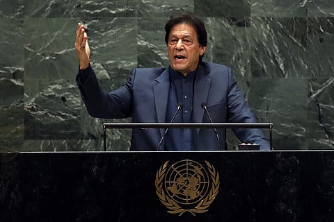 Pakistan's Prime Minister Imran Khan addresses the 74th session of the United Nations General Assembly, Friday, Sept. 27, 2019. | (Photo | AP)