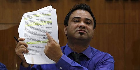 Paediatrician Kafeel Khan addresses a press conference in New Delhi. (Photo | Arun Kumar, EPS)