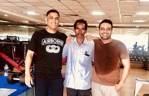 MS Dhoni at the JSCA International Stadium Complex in Ranchi. (Photo | Twitter)