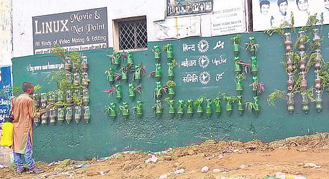 Homeless inmates are trained in making vertical garden and painting graffiti for earning a living