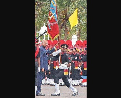 The Supreme Commander of the Indian Armed Forces presented the President’s Colours to Corps of Army Air Defence.