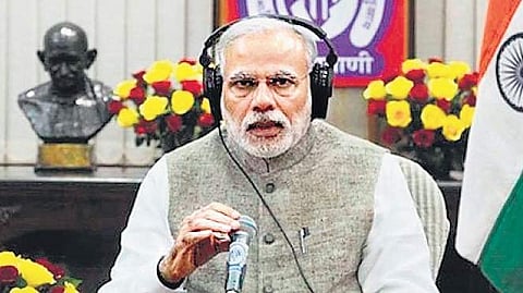 Prime Minister Narendra Modi interacting with the public through Mann Ki Baat 