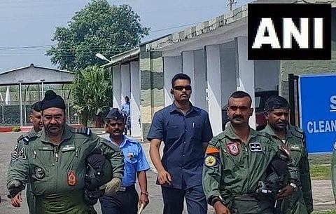 IAF chief Air Chief Marshal BS Dhanoa and Wing Commander Abhinandan Varthaman. (Photo | ANI)