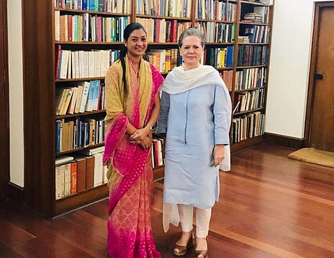 Lamba was seen attending events organised by the Congress hinting towards joining the party. (Image | Twitter)