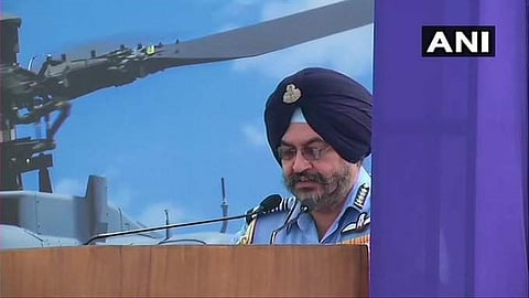 Air Chief Marshall BS Dhanoa at Pathankot Air base. (Photo | ANI/Twitter)