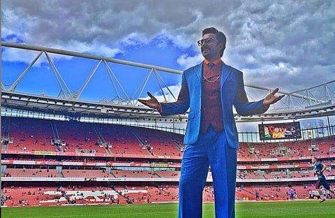 'Pitchside at the magnificent Emirates Stadium' posted Ranveer Singh on Instagram. ( Photo from Ranveer Singh's Instagram )