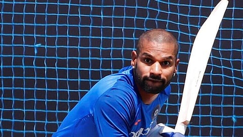 Shikhar Dhawan bats in the nets during a training session | AP