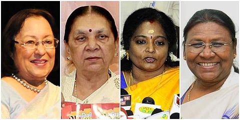 From Left: Najma Heptulla,  Anandiben Patel, Tamilisai Soundararajan and Draupadi Murmu (Agency Photos)