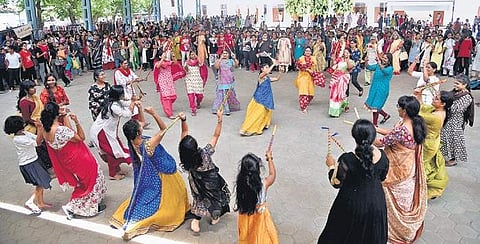 The college organised a dandiya event ( Photo | R Satish Babu )