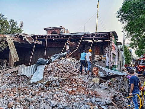 Locals carry out rescue works after a blast took place at a fireworks factory at Batala in Gurdaspur district of Punjab Wednesday September 4 2019. | PTI