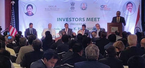 Investors meet presided by TN CM K. Palaniswami in New York. (Photo | Twitter/@CMOTamilNadu)