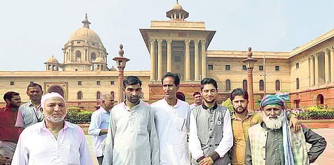 A group of sarpanchs from J&K after meeting Home Minister Amit Shah at North Block in New Delhi on Tuesday | Shekhar Yadav