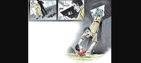 Head Constables Narender and Yoginder heard the scream of a child, They realised the sound was coming from a drain and formed a human chain to rescue the child.