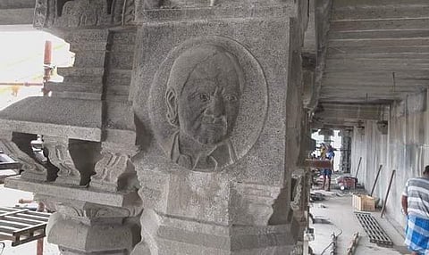 Visual from the Laxmi Narasimha temple in Yadadri, Telangana. (Photo | Twitter)
