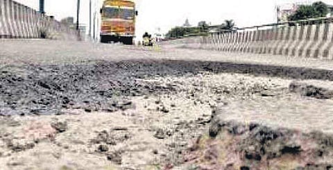 The badly potholed flyover at Palarivattom which has been closed for traffic after experts deemed it unsafe for motorists