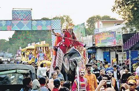 Kansa going round Bargarh town on his elephant during 'Nagara Parikrama'| Express