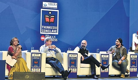 Counselling psychologist Saras Bhaskar, neurophysician ES Krishnamoorthy and psychiatrist Vijay Nagaswami at the conclave | p jawahar