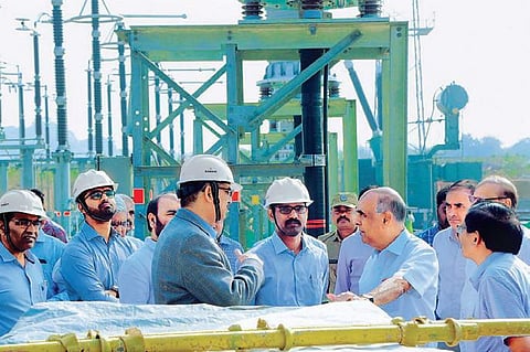Transco-Genco chairman and managing director Devulapalli Prabhakar Rao inspects the construction of KLIS pump houses on Friday